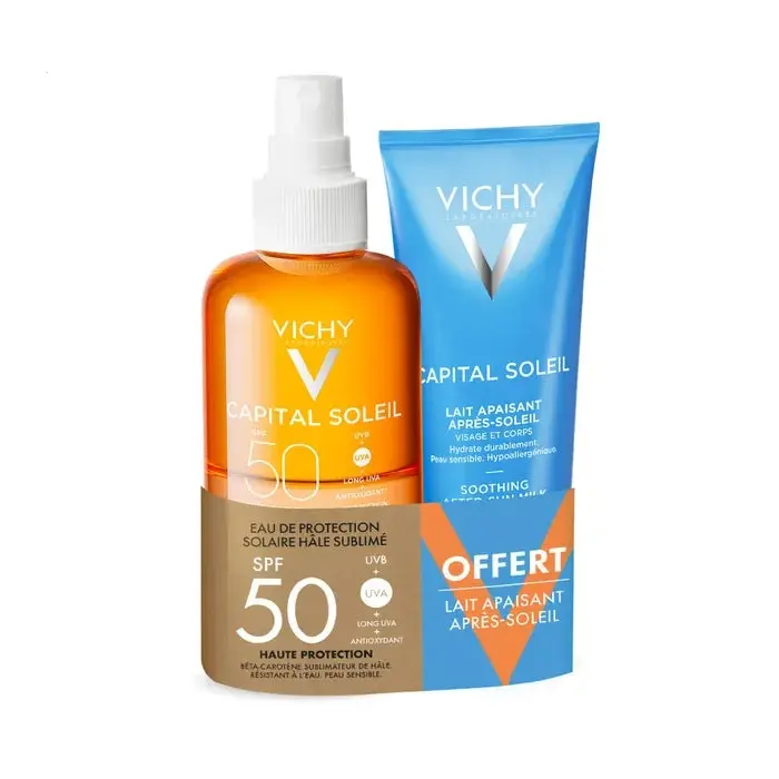 Vichy – Capital Soleil Eau de Protection Solaire Hâle Sublime SPF50 200 ml + Après-Soleil 100 ml